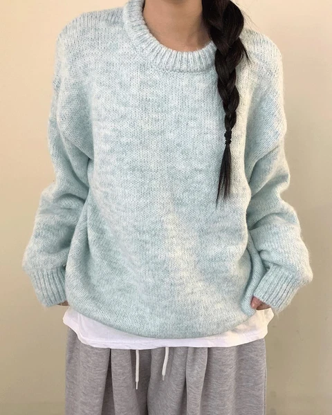 메링 포근 솜사탕 라운드 아방핏 울 니트